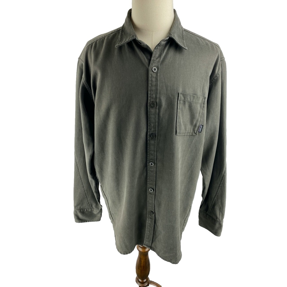 Vtg Patagonia Heavyweight Hemp Caballero Button Down Shirt Jacket‎ Mens Sz XL